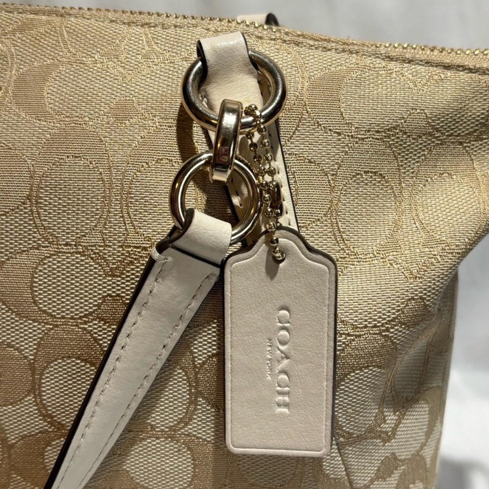 Coach Signature Canvas Satchel Crossbody Light Khaki Chalk - Picture 8 of 14